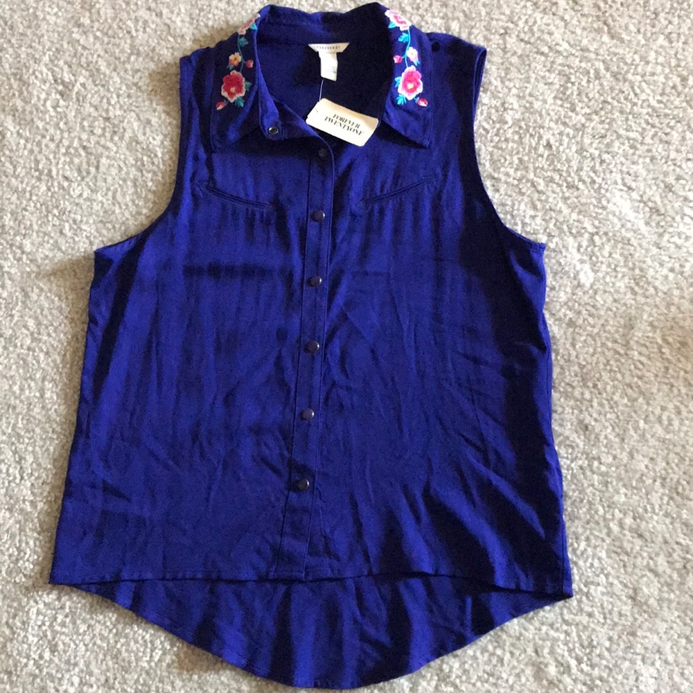 Blue Sleeveless Shirt